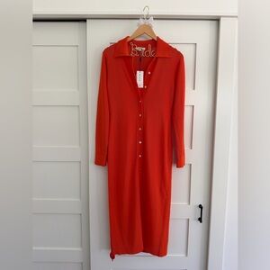 Milly Cardigan Polo Orange Dress M NWT